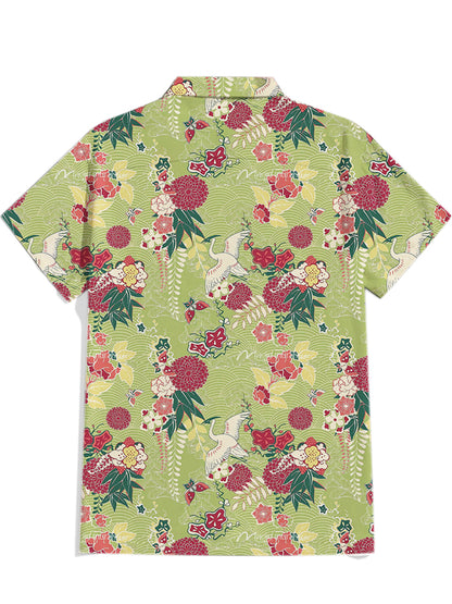 Men'S Wave Crane Printed Shirt