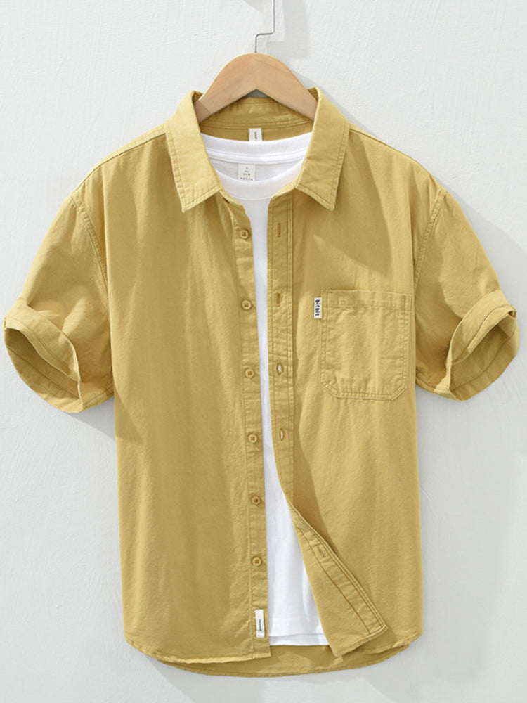 Men'S Plain Cotton Linen Shirt