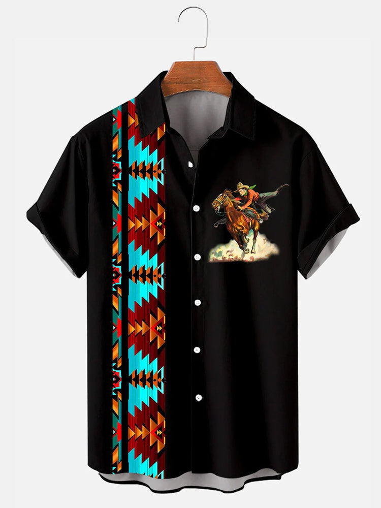 Men'S West Cowboy Print Shirt