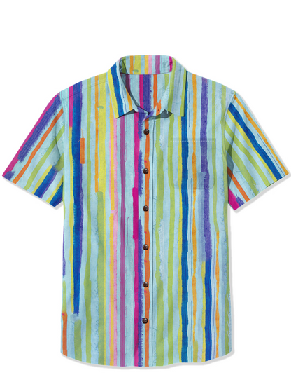 Men'S Colorful Stripe Printed Shirt