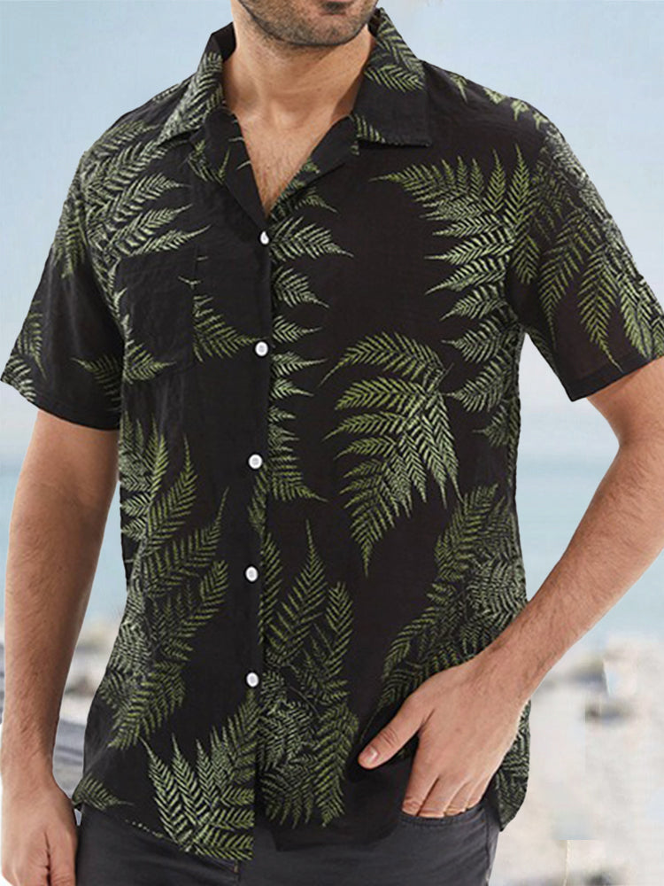 Men's Cotton Palm Tree Printed Shirt