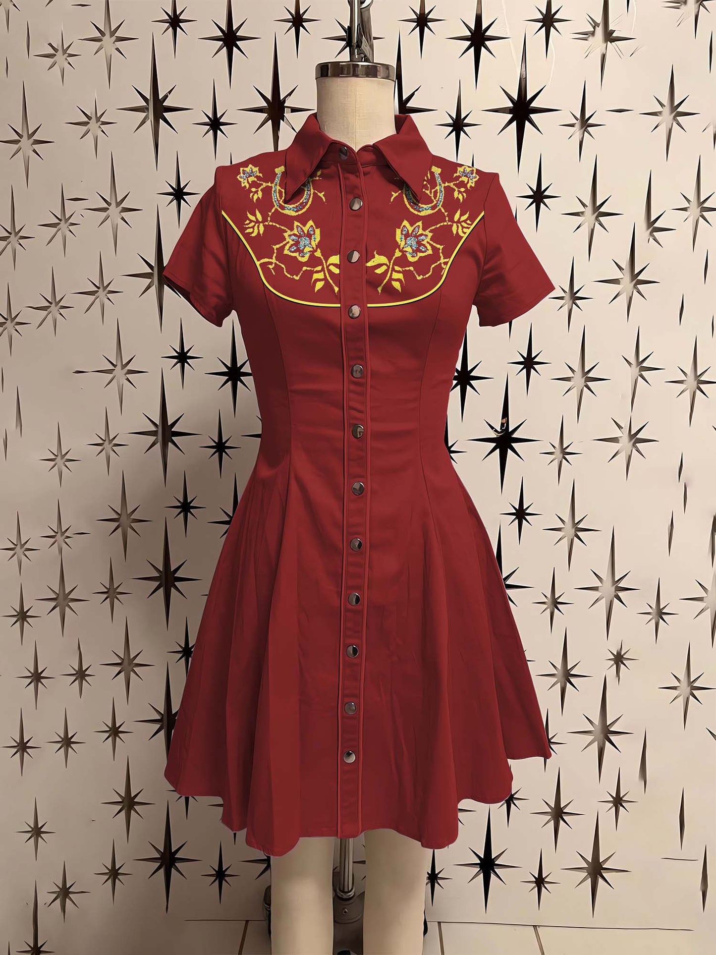 Vintage Rose Printed Shirt Dress