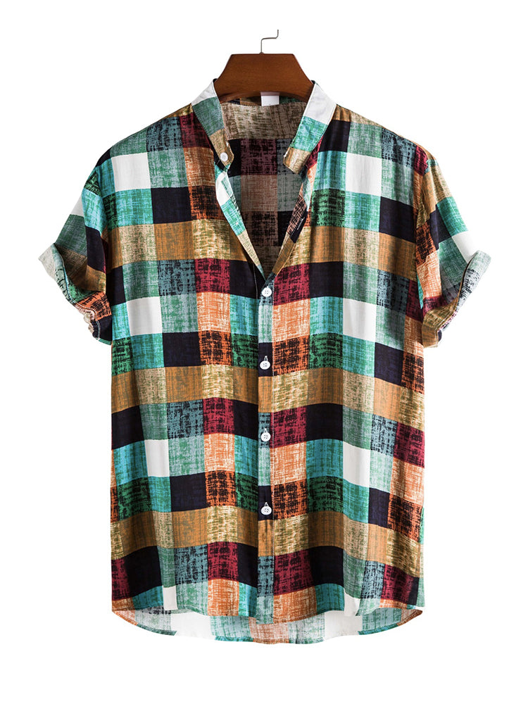 Men's Plaid Print Regular Sleeve Shirt