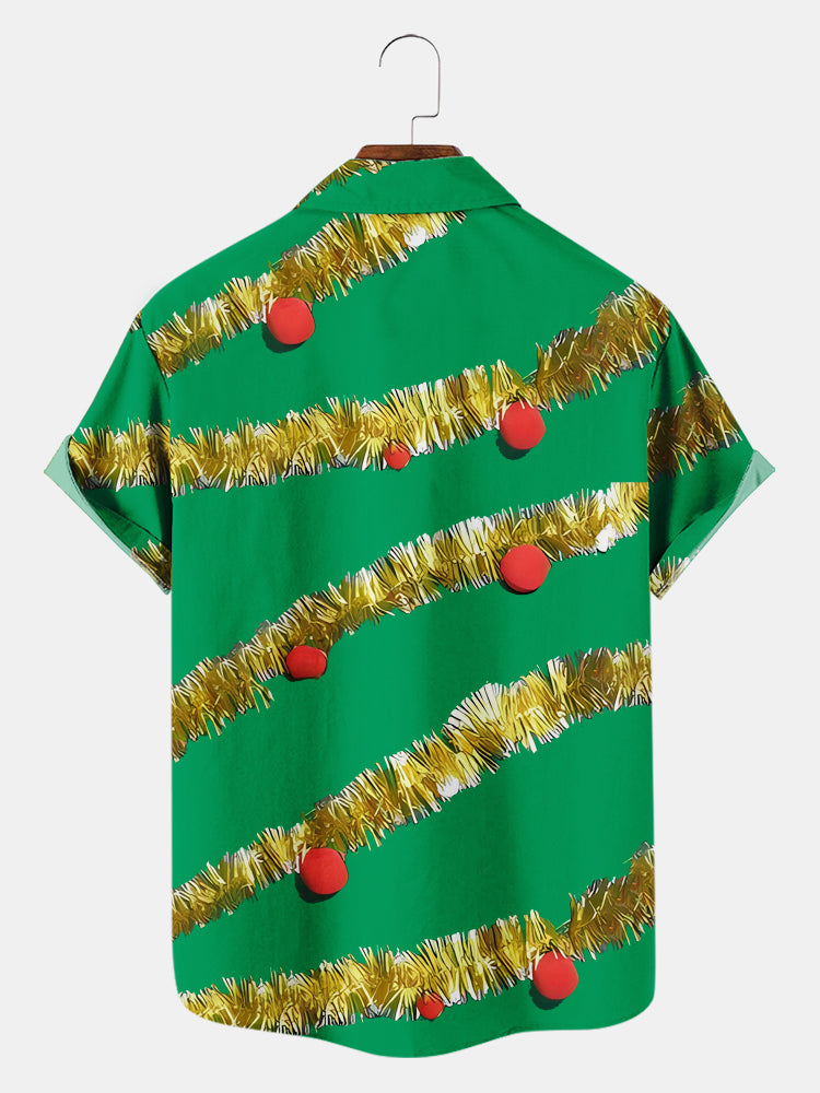 Men'S Christmas Tree Abs Printed Shirt