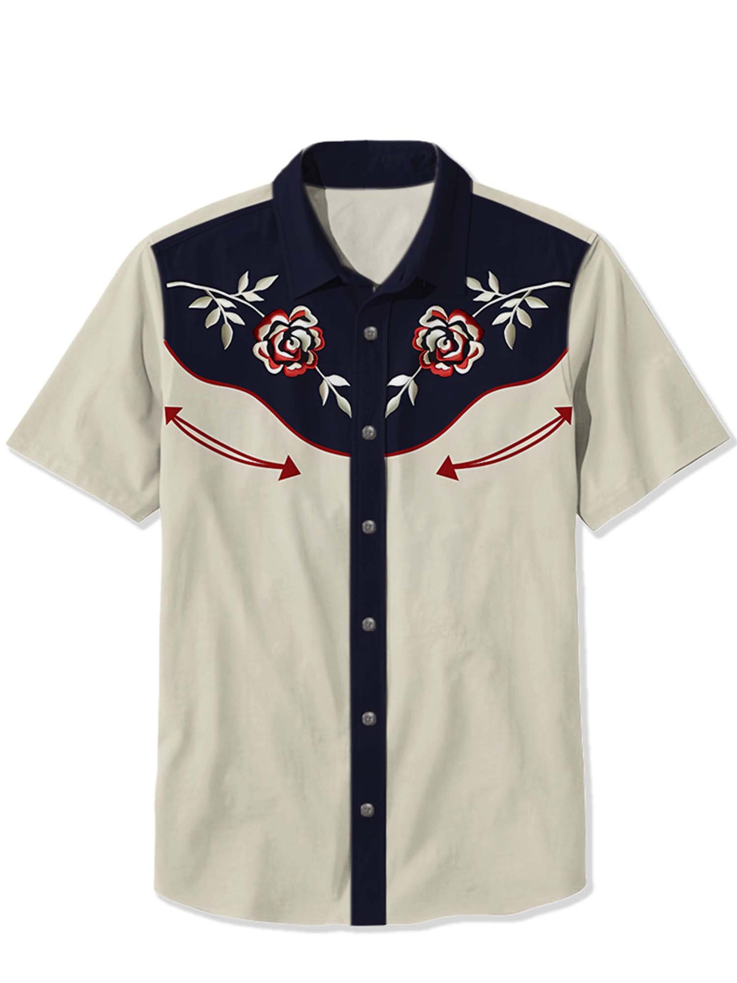 Men'S Rose Cowboy Printed Shirt