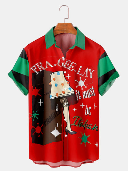 Men'S Christmas Leg Lamp Printed Shirt