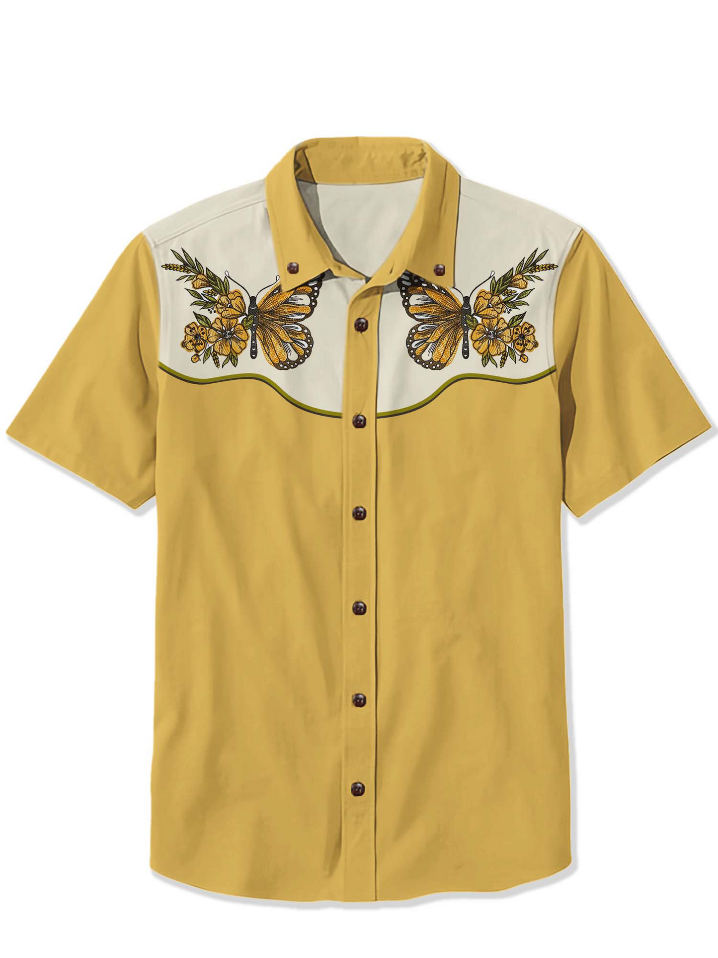 Men'S Flower Butterflies Printed Shirt