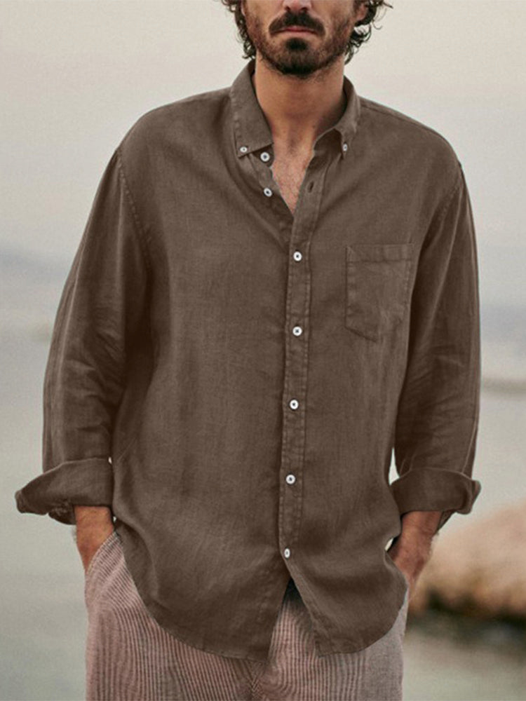 Men's Cotton Linen Long Sleeve Shirt