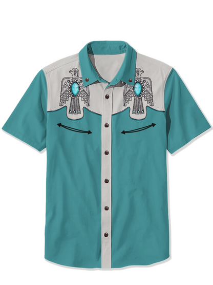 Men'S Turquoise Ptarmigan Printed Shirt