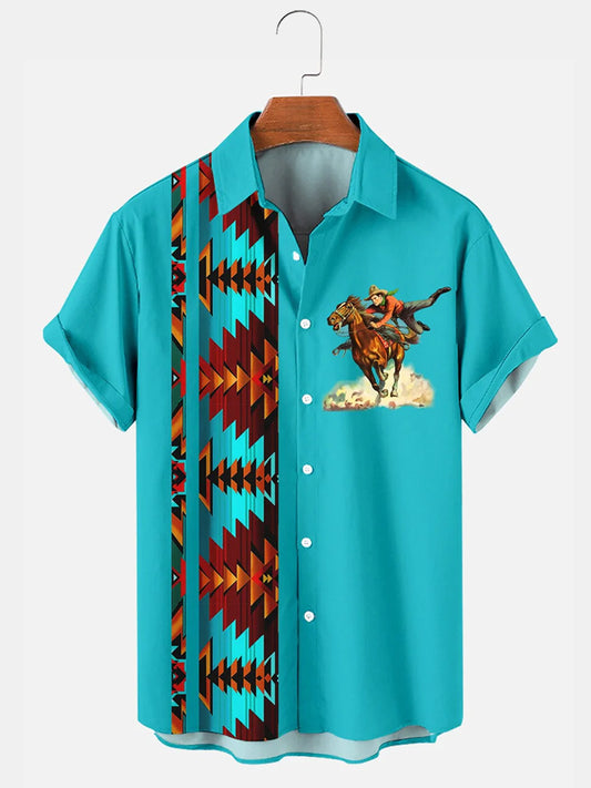 Men'S West Cowboy Print Shirt