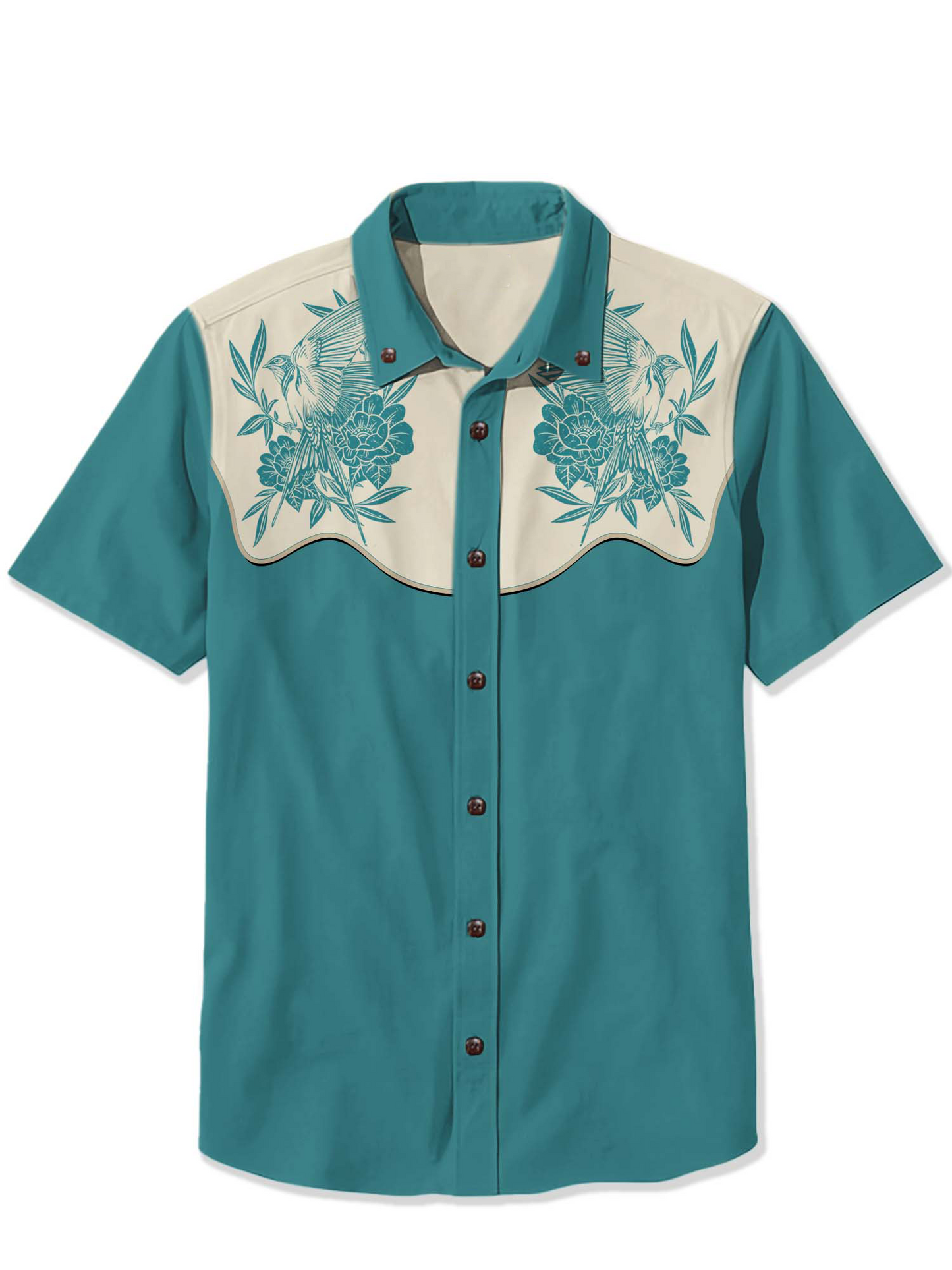 Men'S Bird on flower Printed Shirt