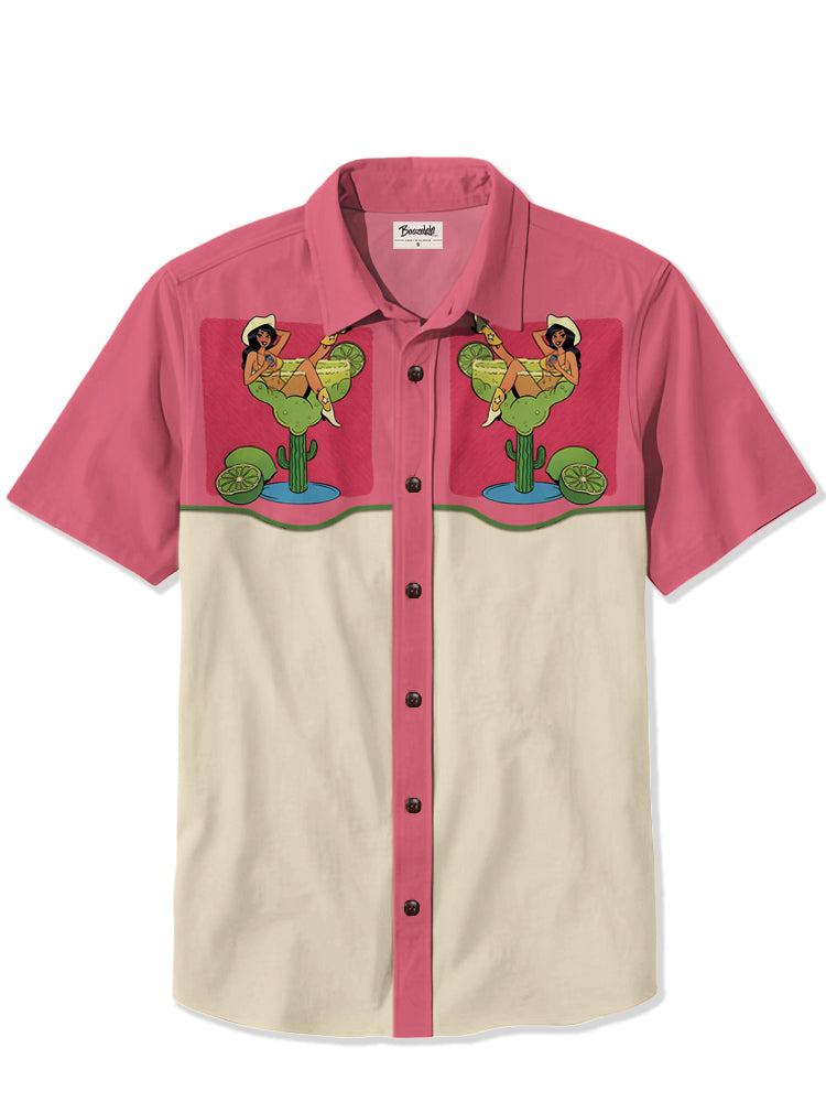 Men'S Cowgirl In Cocktails Printed Shirt