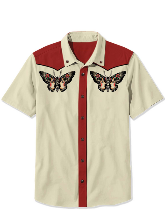 Men'S Black Butterflies Printed Shirt