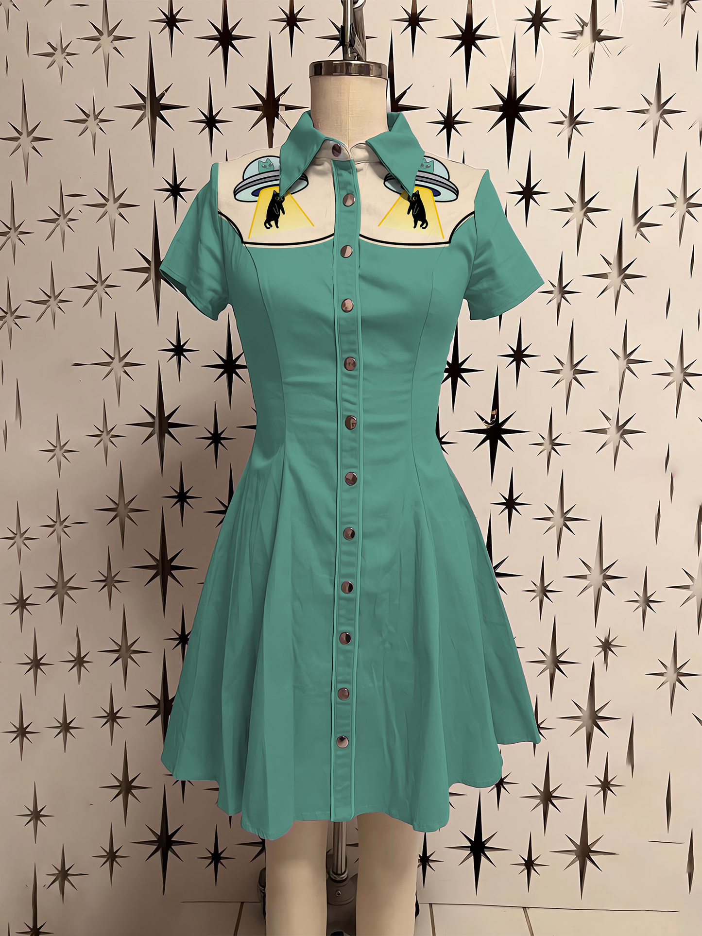 Western Saucer Cat Shirt Dress