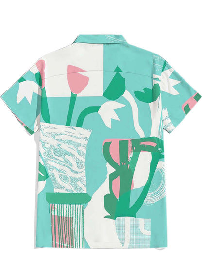 Men'S Abstract Flower Printed Shirt