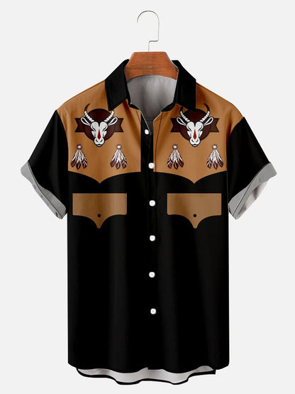 Men'S Western Cowboy Print Shirt