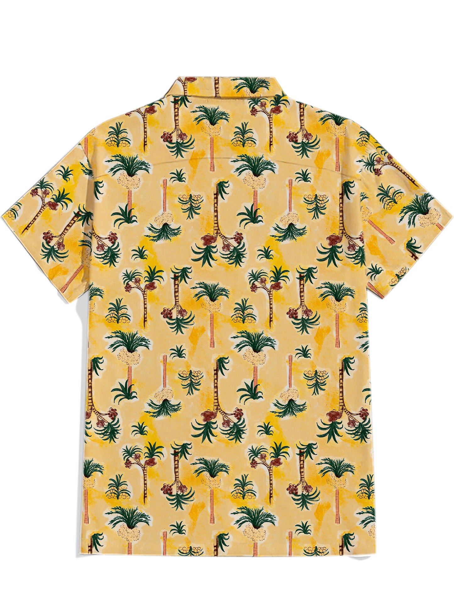 Men'S Hawaiian Palm trees Printed Cuban Collar Shirt