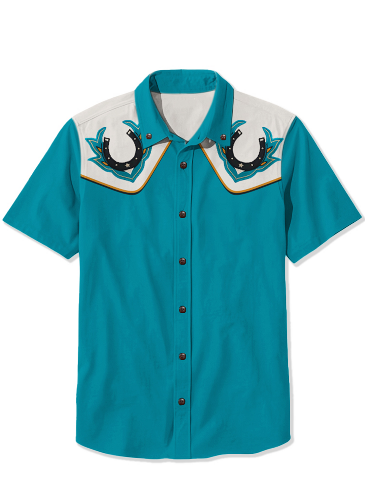 Men'S West Cowboy Horseshoe Printed Shirt