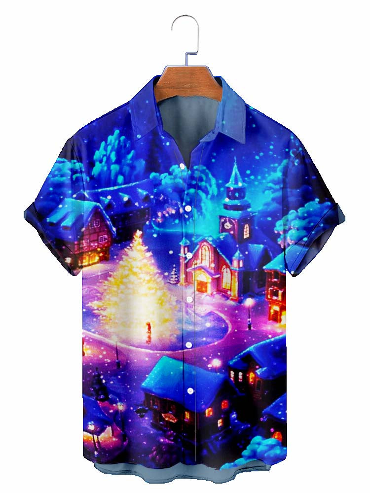 Men's Christmas Town Printed Shirt