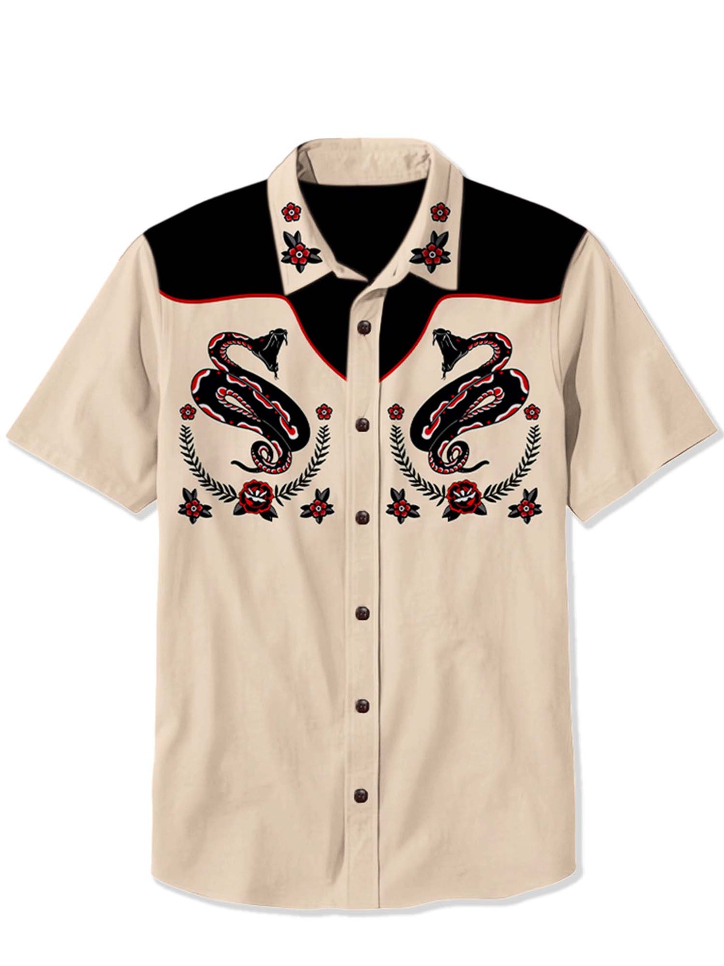 Men'S Tattoo Snake Totem Printed Shirt