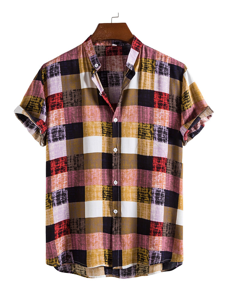 Men's Plaid Print Regular Sleeve Shirt