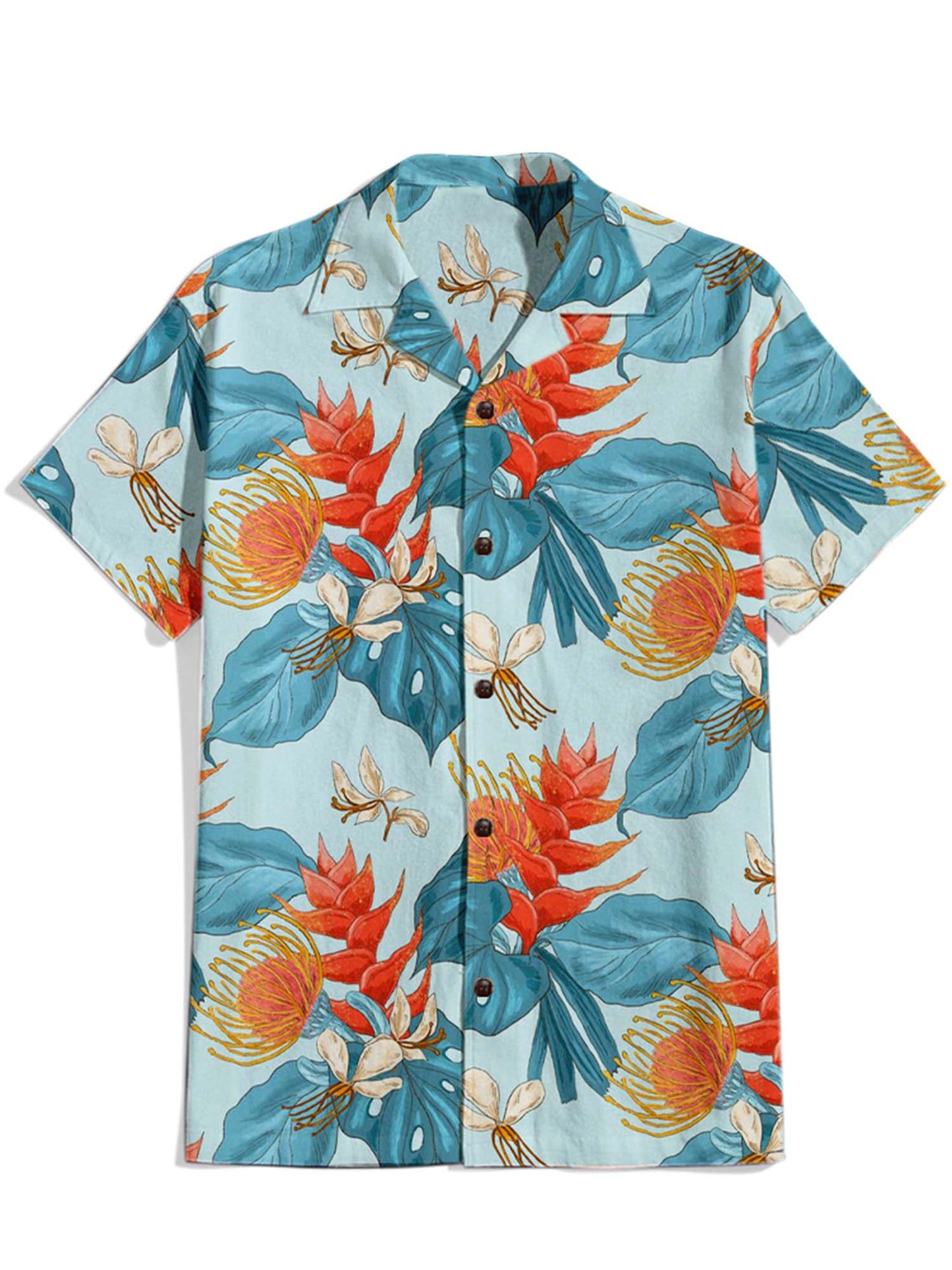 Men'S Hawaiian Plants Printed Shirt