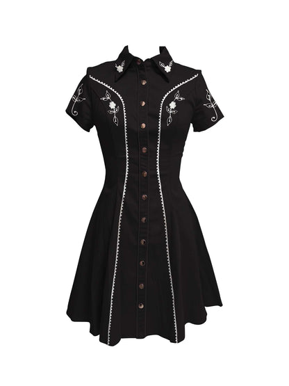 Vintage Western Printed Shirt Dress