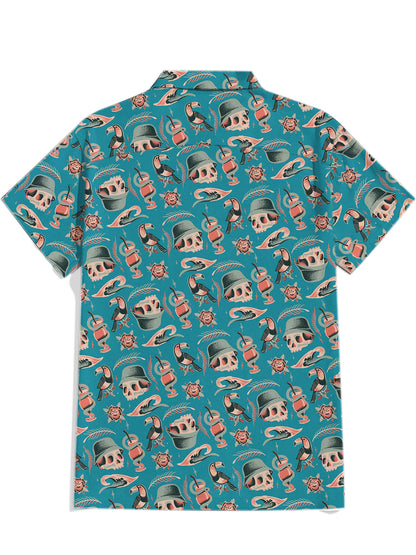 Men'S Toucan And Holiday Skull Printed Shirt