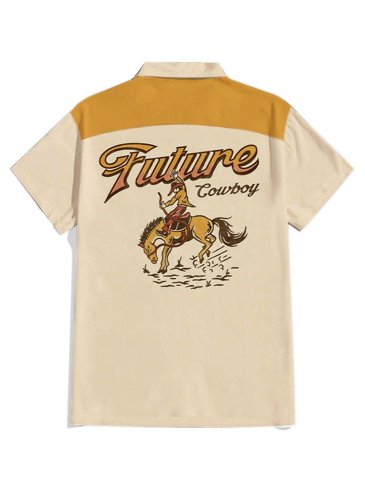 Men'S West Future Cowboy Printed Cuban Collar Shirt