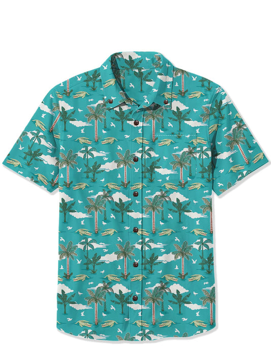 Men'S Crocodile Under The Coconut Tree Printed Shirt