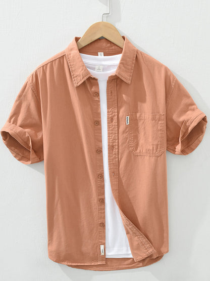 Men'S Plain Cotton Linen Shirt