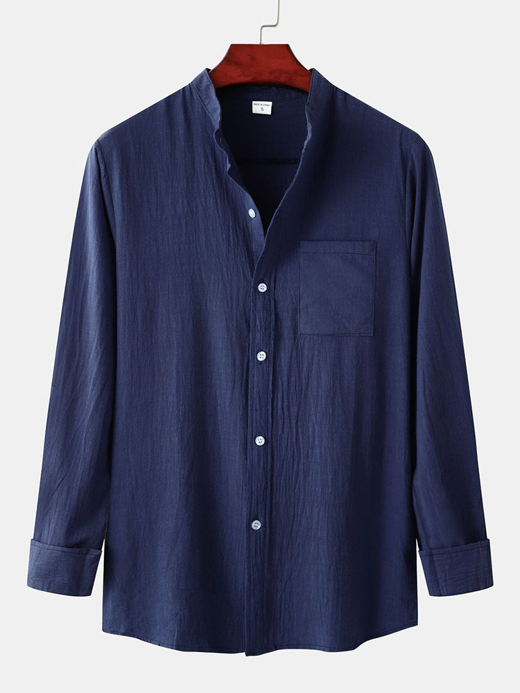 Men's Cotton Linen Long Sleeve Shirt