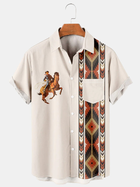 Men'S Western Cowboy Print Shirt