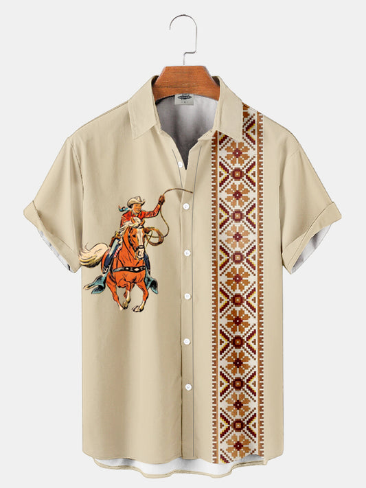 Men's western cowboy print shirt