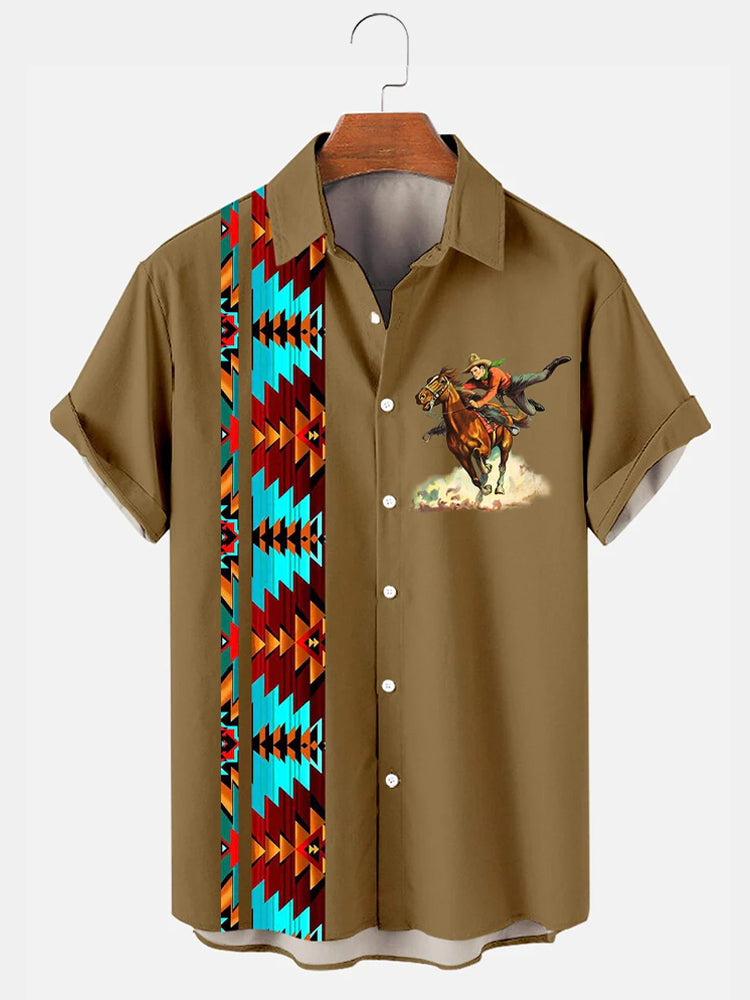 Men'S West Cowboy Print Shirt