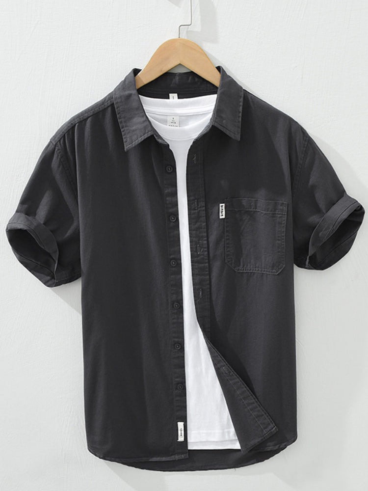 Men'S Plain Cotton Linen Shirt