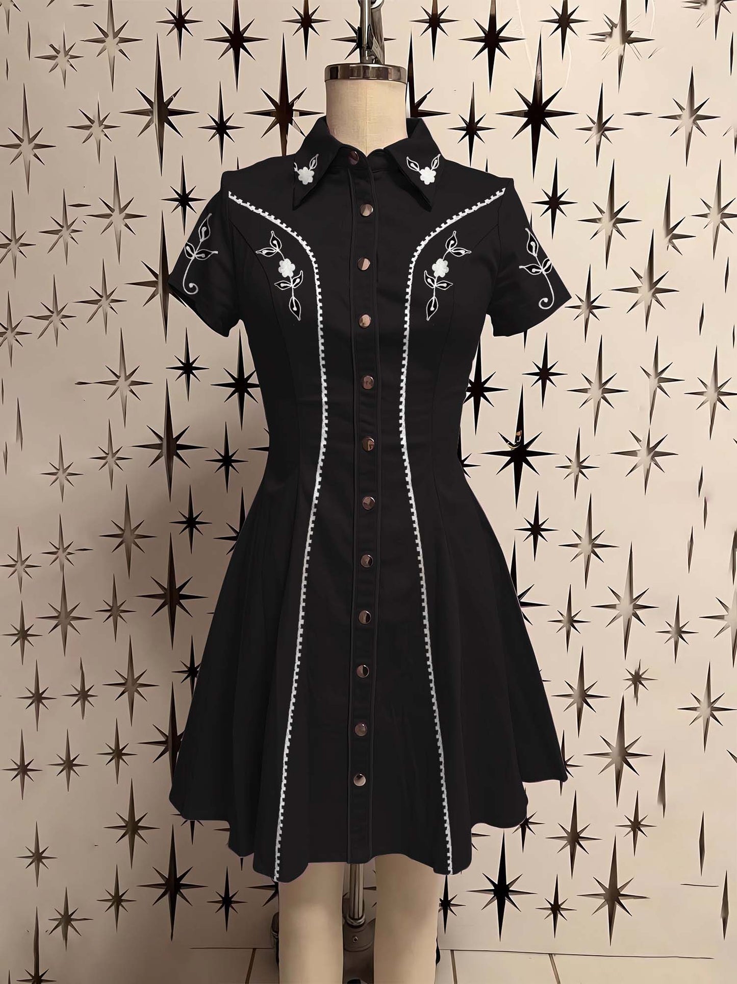 Vintage Western Printed Shirt Dress