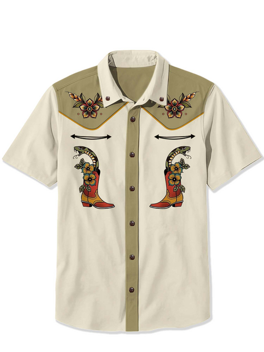 Men'S Snake In Cowboy Boots Printed Shirt