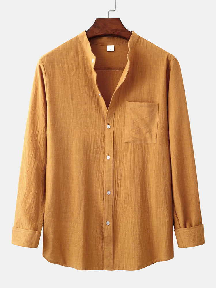 Men's Cotton Linen Long Sleeve Shirt