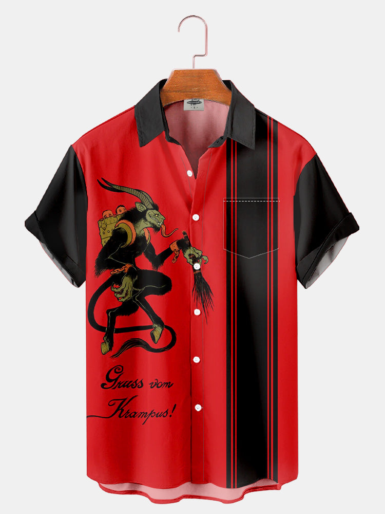 Men'S Christmas Krampus Monster Printed Shirt