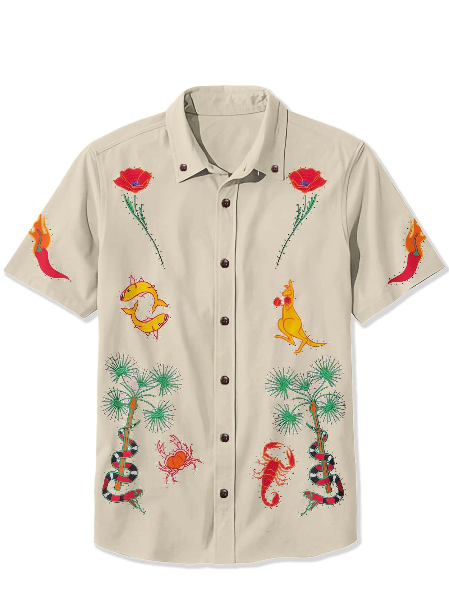 Men'S Hawaiian Coconut Trees Printed Shirt