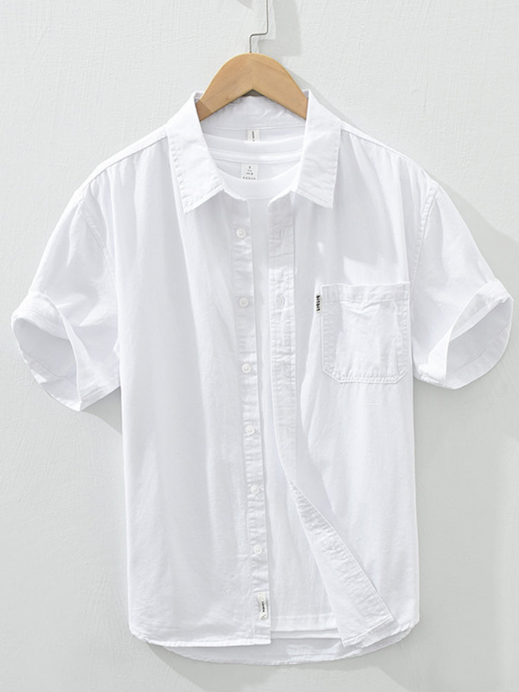 Men'S Plain Cotton Linen Shirt