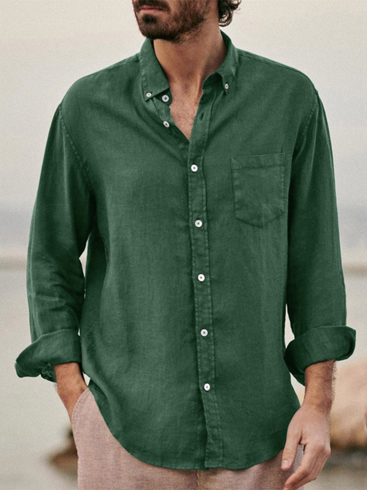 Men's Cotton Linen Long Sleeve Shirt