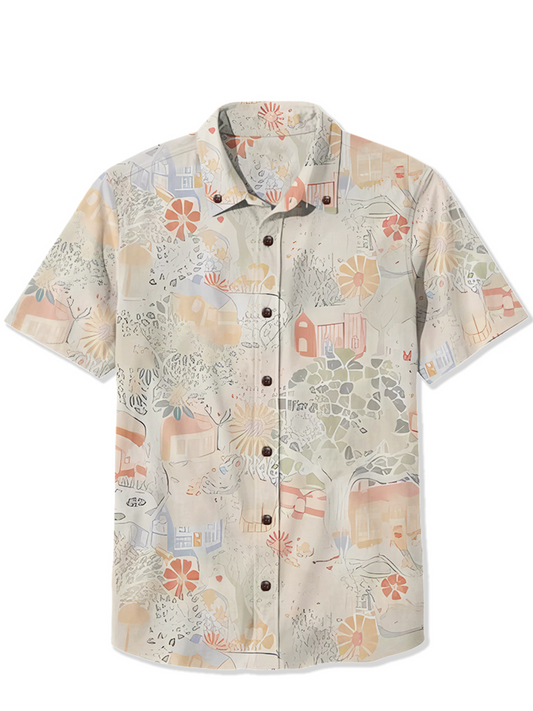 Men'S Flowers and houses Printed Shirt