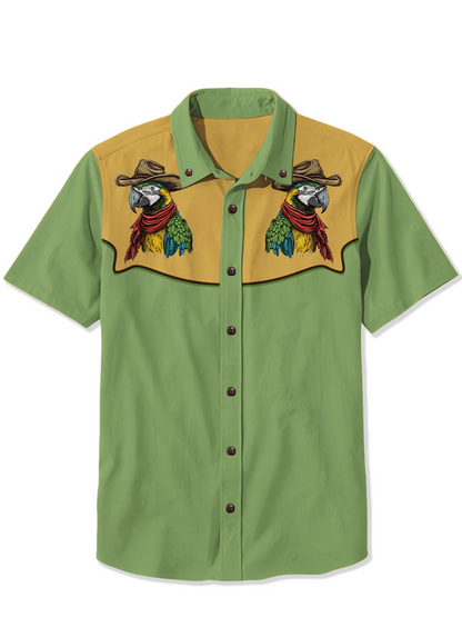 Men'S Parrot Cowboy Printed Shirt