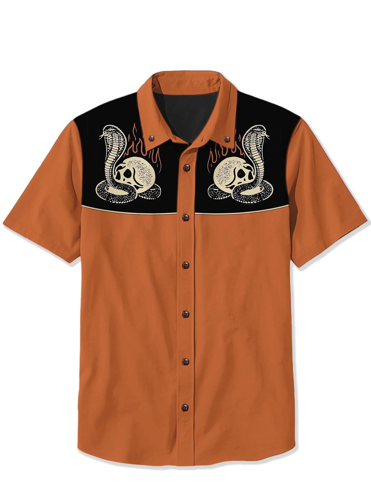 Western Skull And Snake Printed Shirt