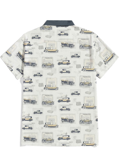 Men'S Vintage Car Printed Shirt