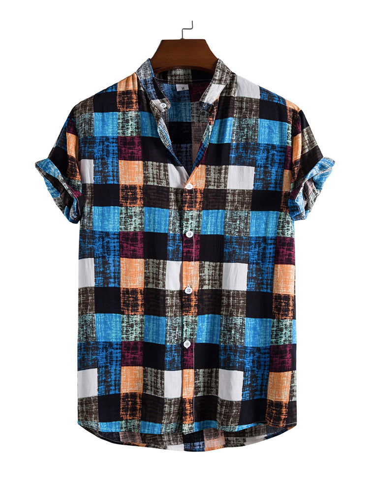 Men's Plaid Print Regular Sleeve Shirt