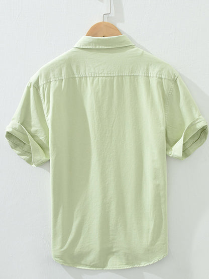 Men'S Plain Cotton Linen Shirt