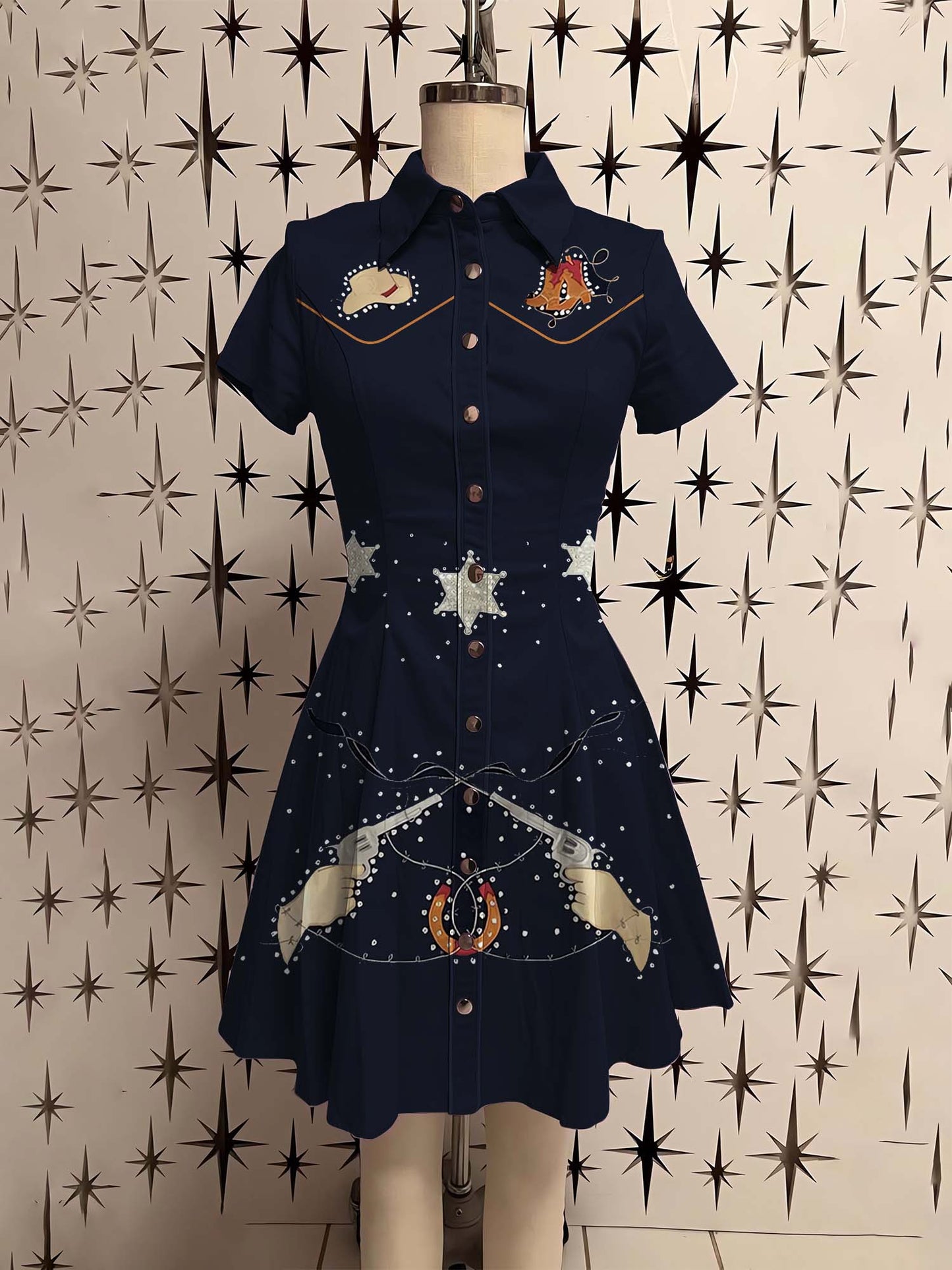 Western Star Gun Printed Shirt Dress